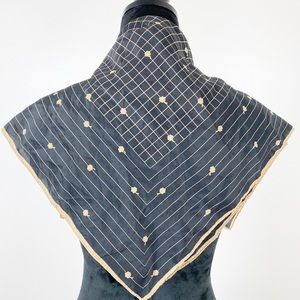 Vintage Scarf Black & Tan Floral Robinson Golluber